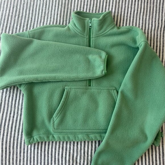 Aritzia TNA Polar ½ Zip Sweater in Kiwano Green - Picture 1 of 8